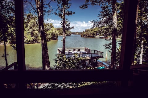 Lake cabin in the trees