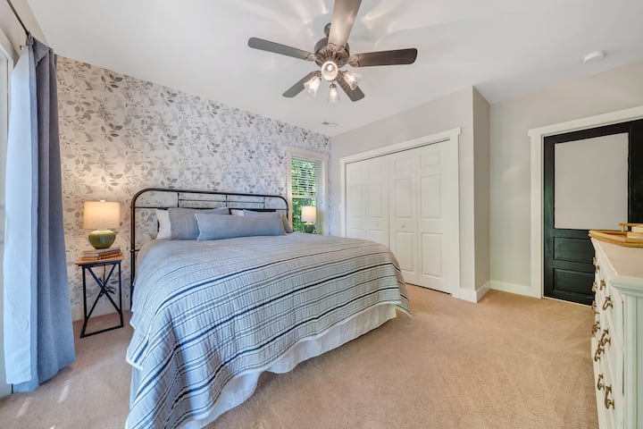 Downstair king bedroom with attached bathroom and deck access!