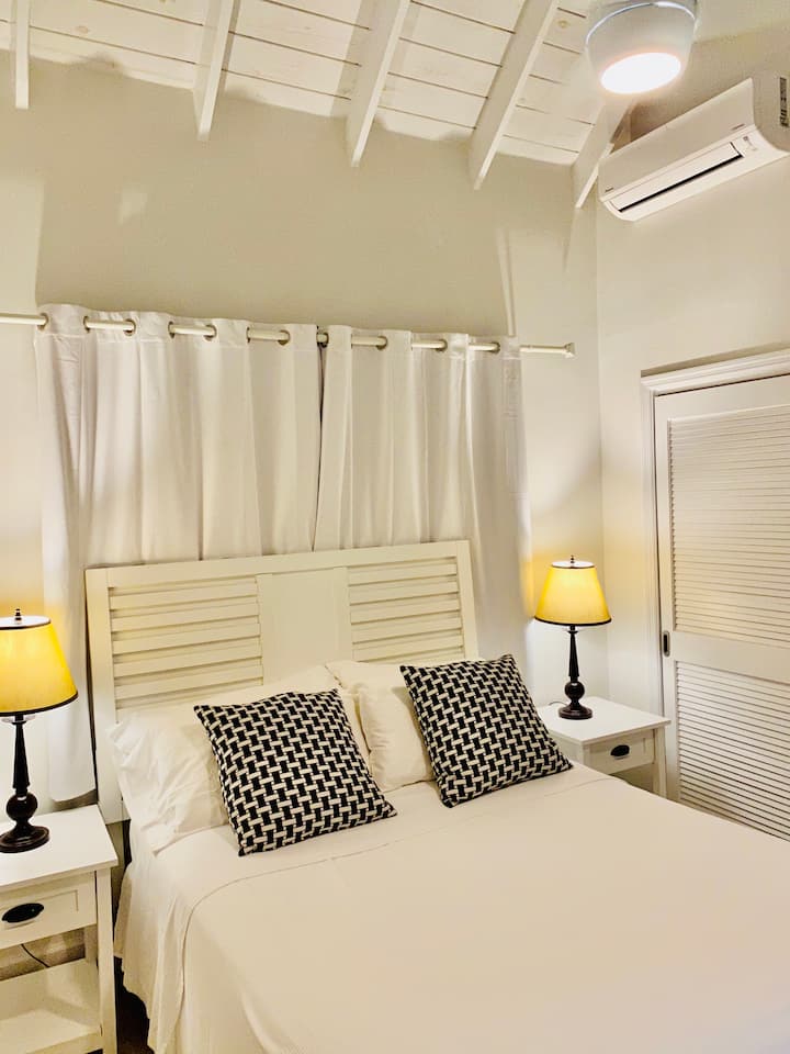 Bedroom 1 , flat screen tv and AC 