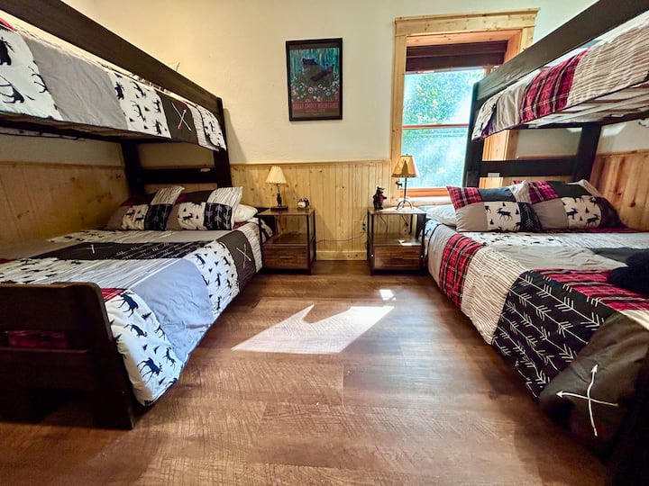 Bunk room on the lower level is perfect for kids and adults! Roomy bathroom is right next door, and there is an extra coffepot and toaster on this level too.