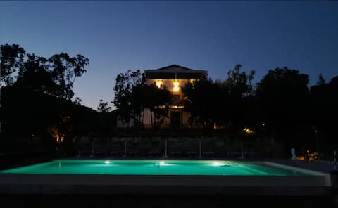 Terrace with sea view and swimming pool near the beach