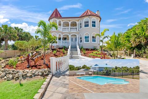 Castle, 2 mstrs, pvt htd pool/SPA, mini-golf, rivr