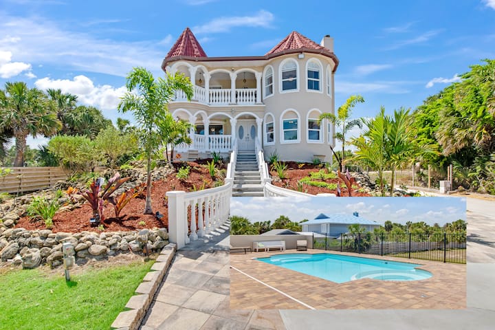 Castle, Pickleball, htd pool/SPA, mini-golf, dock