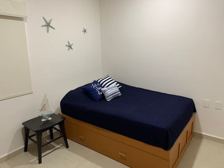 Recamara num 2 with double bed and single bed downstairs
