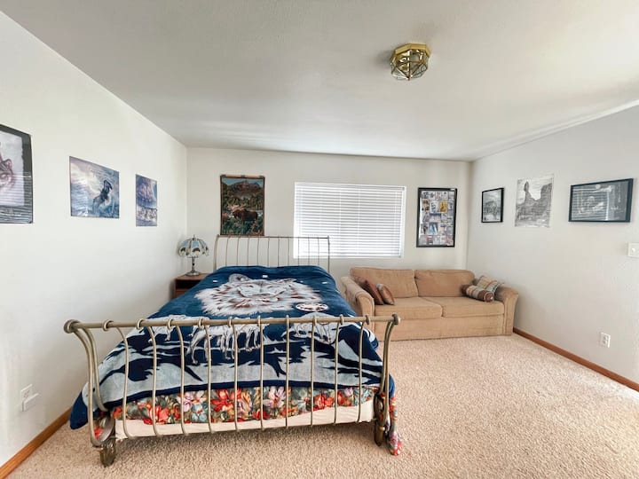 Master Bedroom with  A Comfortable Queen Size Bed,  Private Full Size Bathroom, private Deck, and extra Sitting Areas and Much More!