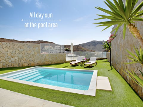 Boho villa with heated pool