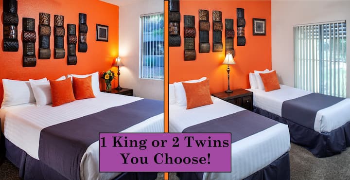 Second bedroom: Customize with 2 XL Twin Beds or 1 King Bed 