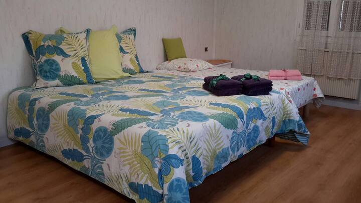 חדר שינה עם 2 מיטות