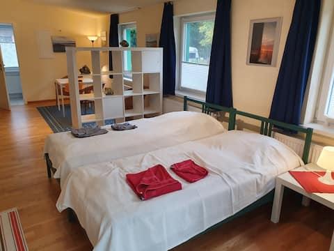 New studio apartment with sun terrace near beach