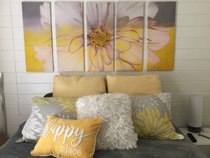Bedroom is recently renovated with a contemporary theme - bright and cheerful!