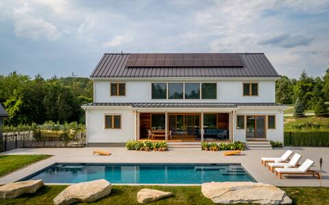 Modern Berkshires Farmhouse with Pool & Hot Tub