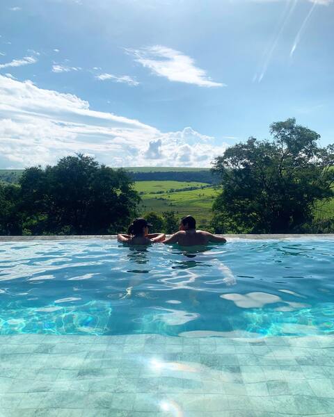 Centennial farm with pool and waterfall