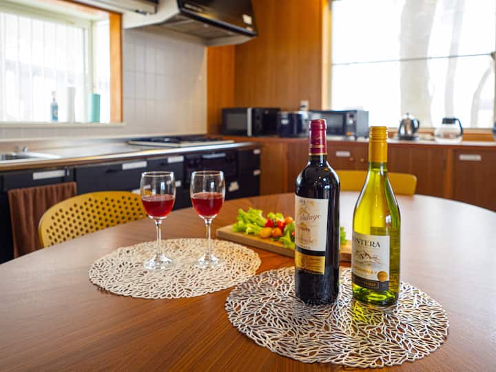 Open BBQ on the wooden deck in luxury villa including Nasu Highland Park