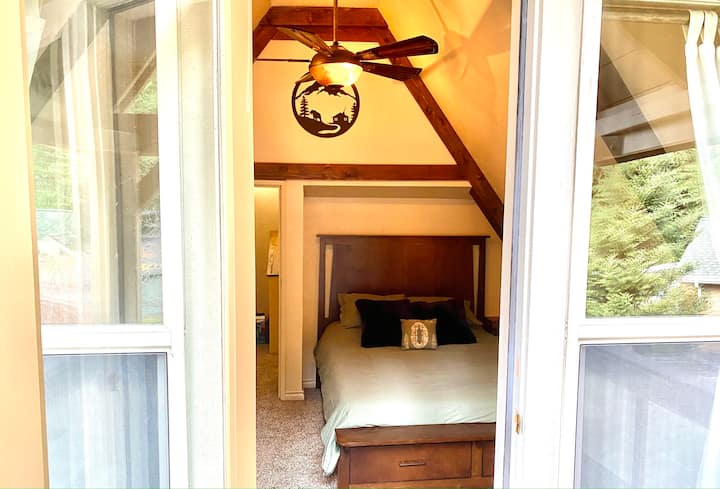 queen bed view from the balcony bedroom 2