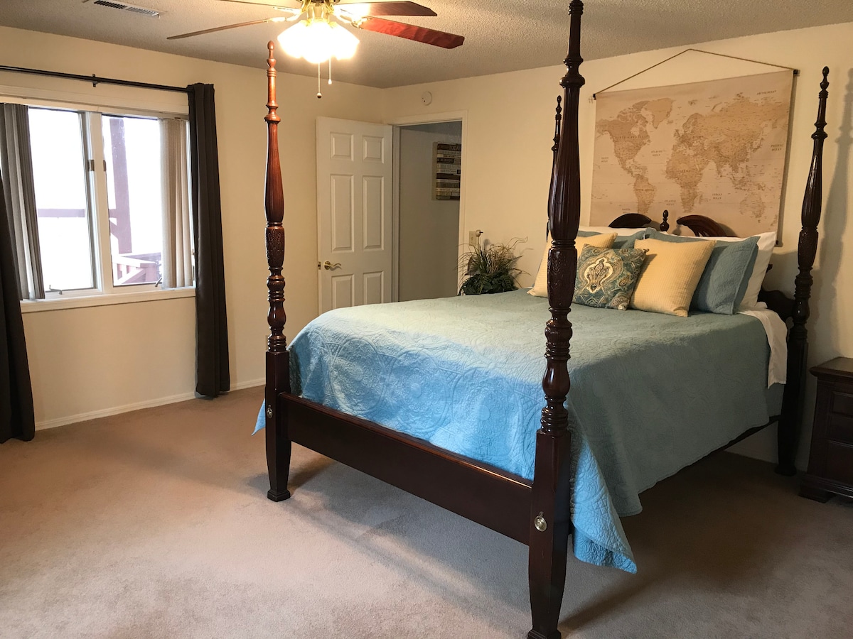 Large window allowing addition lighting for the room . 