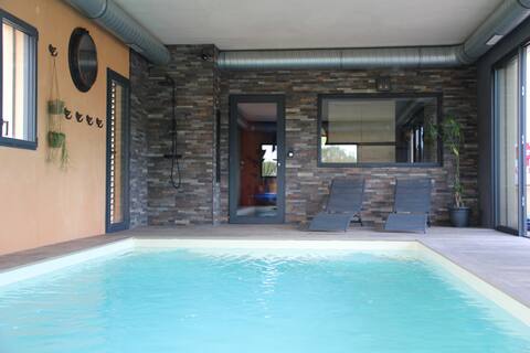 Studio with heated indoor pool