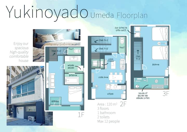 Convenient Located Big House! 1 Station To Umeda! - 梅田