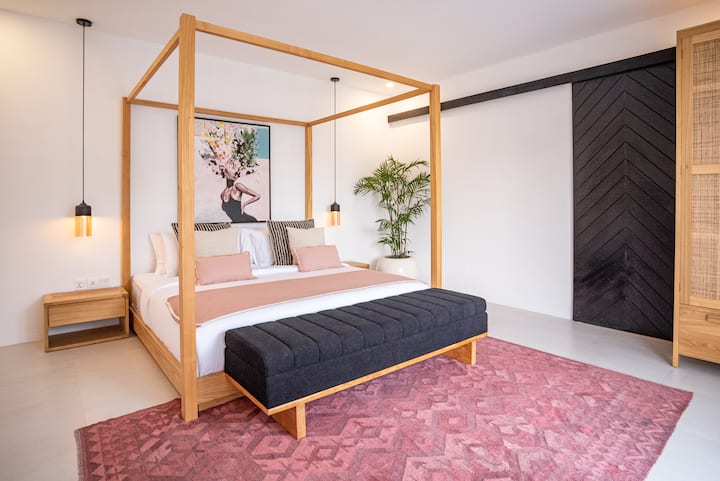 漂亮的黑色粉色卧室 