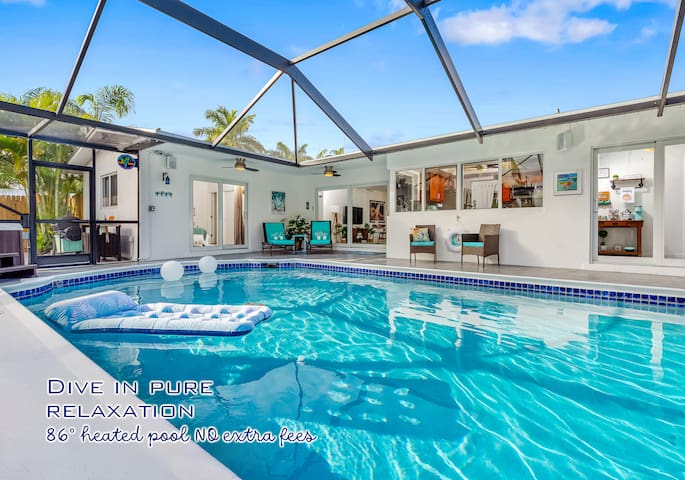 Canal Stay*Screened Heated Pool+Spa*KingBed*Kayaks