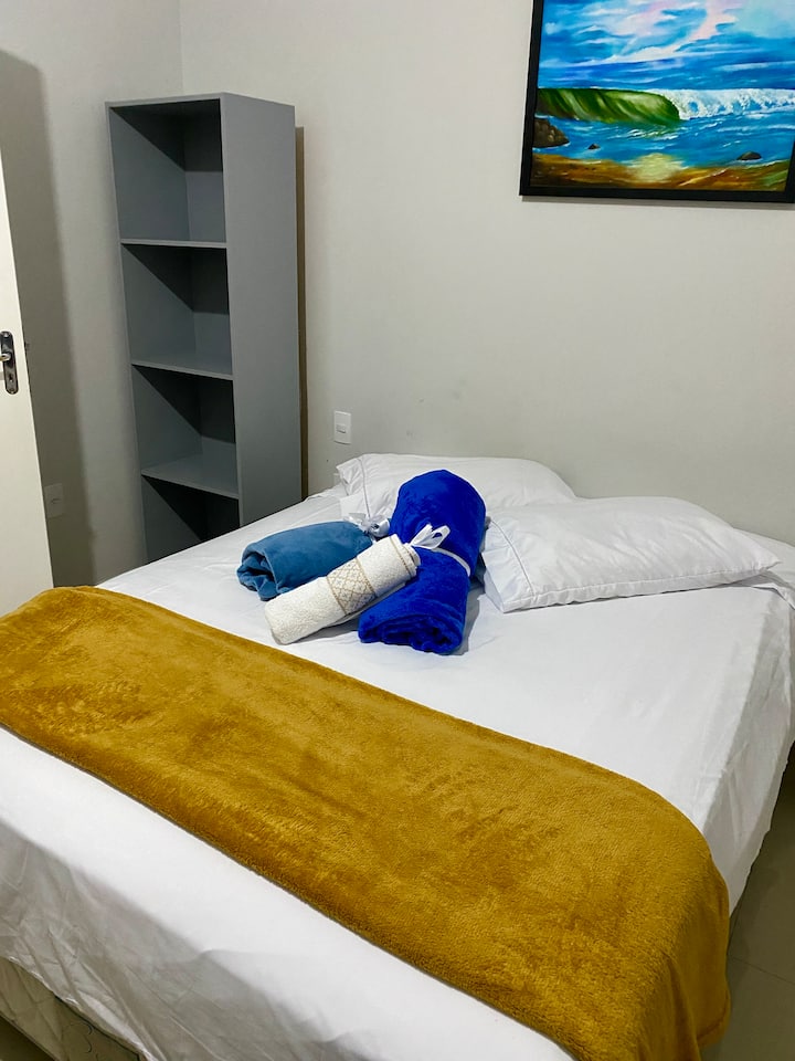 Double box bed in bedroom 3.
We provide bedding and one bath towel per guest.