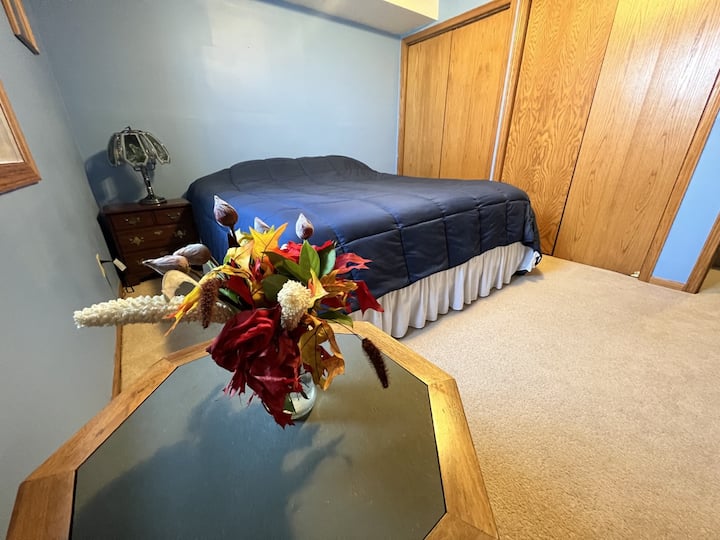 Main bedroom. With king size pillow top bed, and TV