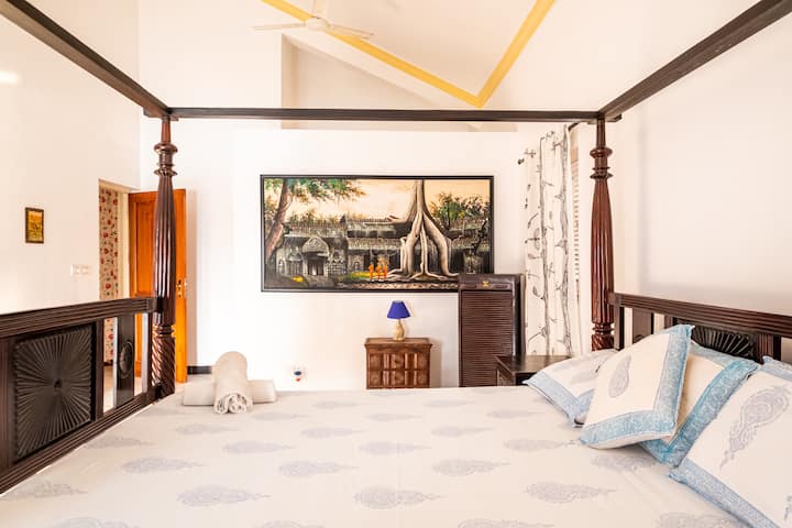 The room showcases a bed that has been carefully chosen from the Royal Households, ensuring the utmost comfort and style. The room is designed to provide a serene and peaceful atmosphere, allowing guests to unwind and relax in utmost comfort.