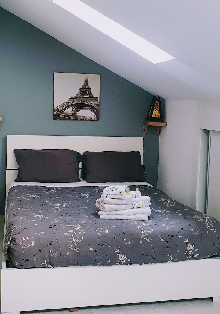 نافذتين Velux لجلب الضوء الطبيعي إلى الاستوديو