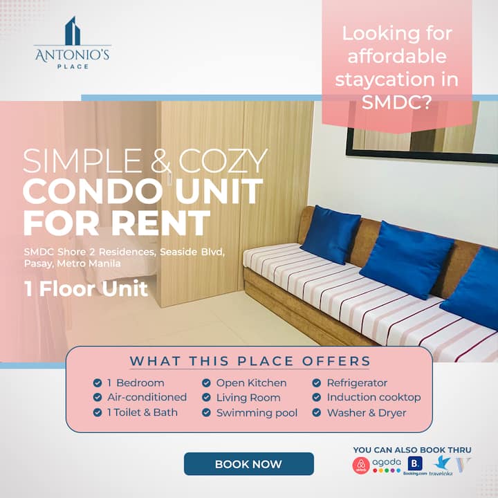 1BR Unit at Shore 2 Tower 1 Residences Condominiums for Rent in Pasay