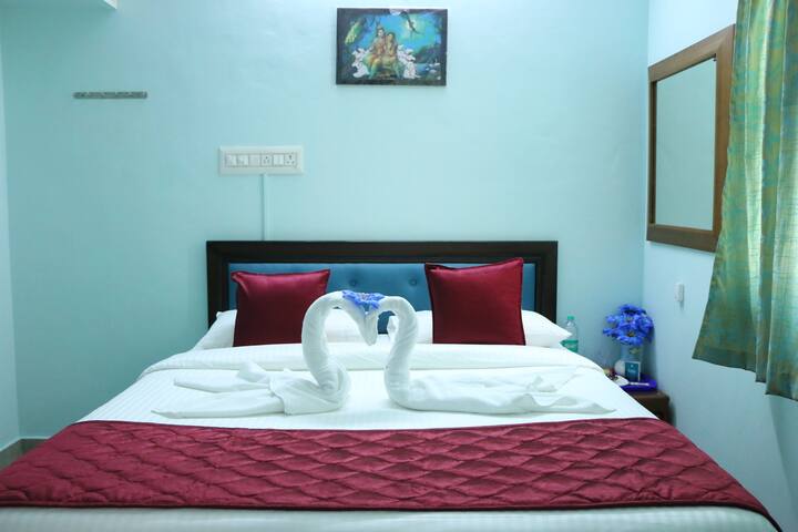 Standard Double room 1st Floor equipped with AC, Attached Bathroom, TV, 8inch Mattresses.