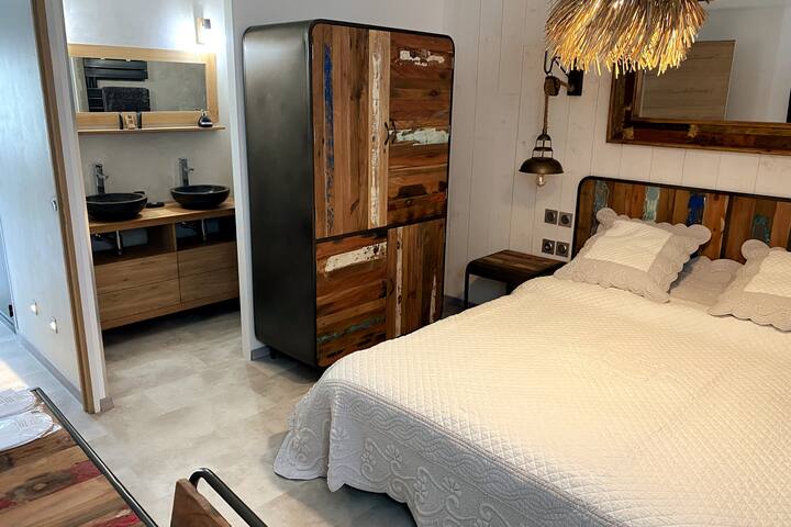 Chambre salle de bain vintage