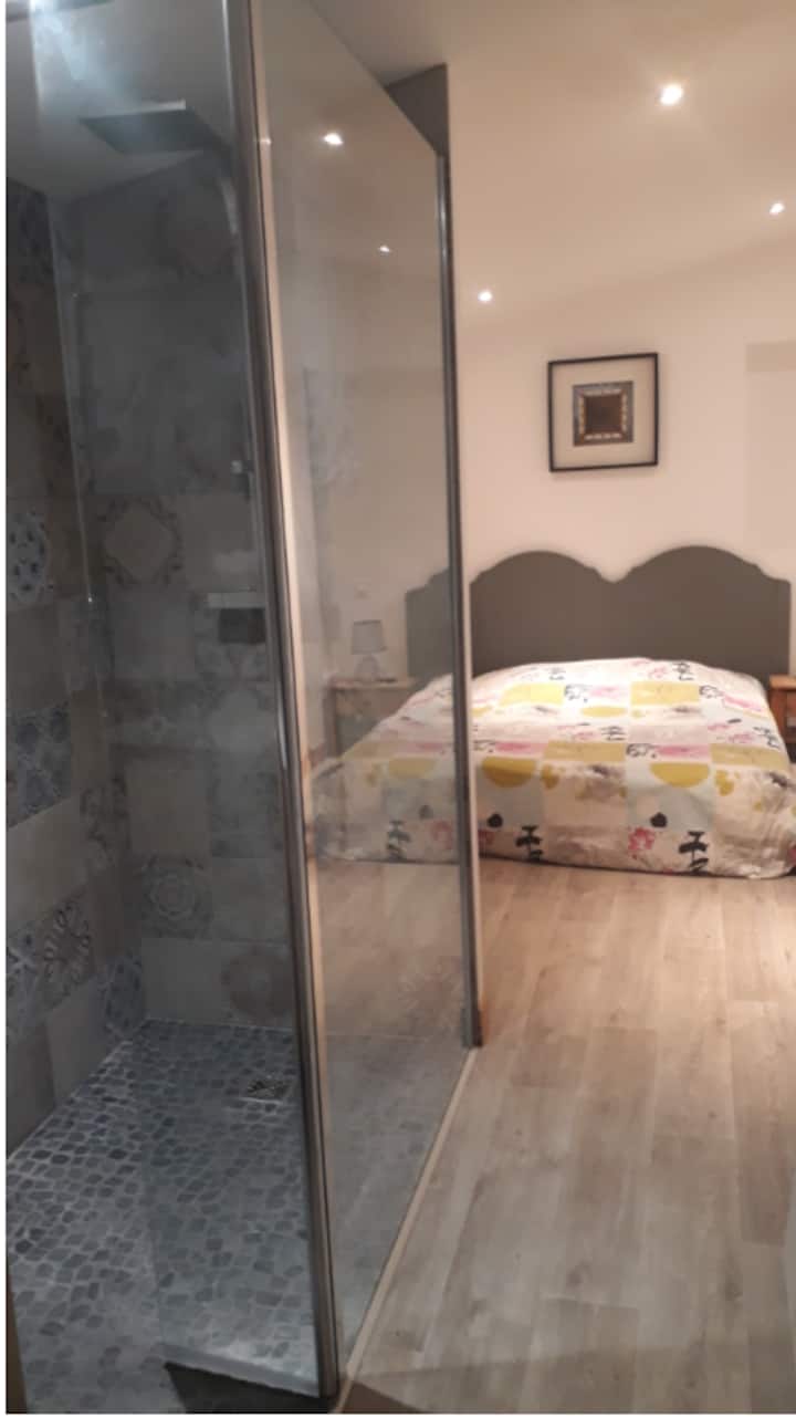 ห้องนอนชั้นล่างพร้อมห้องอาบน้ำ