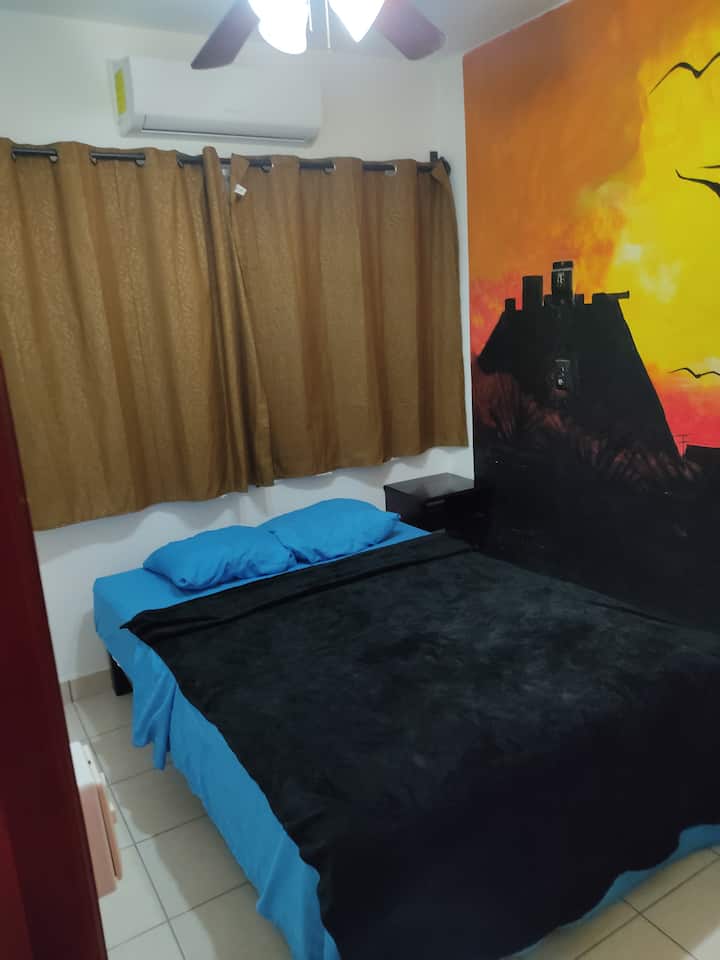 3号卧室、空调和1张双人床。 您的休息将是理想选择。 