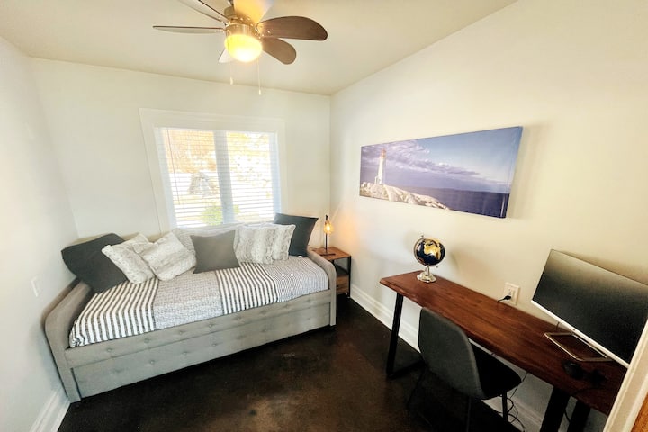 Second Bedroom - Twin day bed with twin pull-out bed. This room also has a desk and monitor, bring your laptop if you need to do some work!