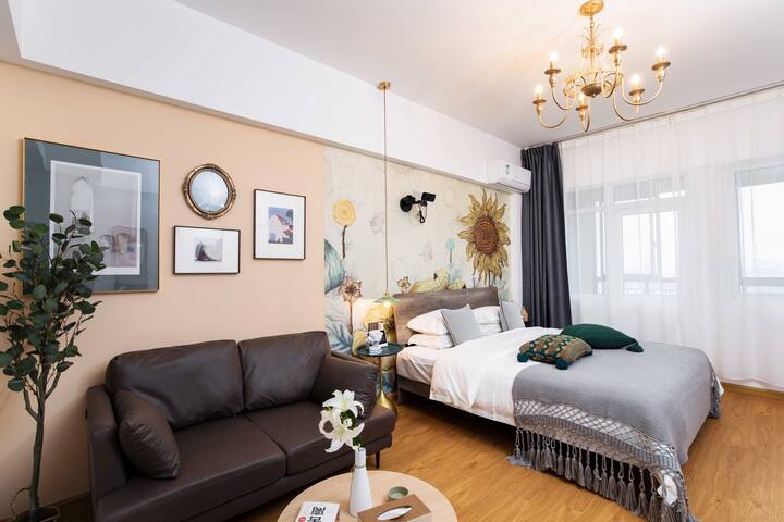 Airbnb爱彼迎 花屋 半包围花中观影花香中入睡复古文艺风4k高清投影仪苏宁广场