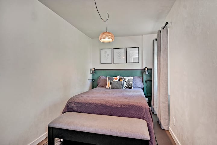 The quiet and comfortable bedroom, with a Queen size bed for sweet dreams all night long.  The bedroom is complete with blackout curtains.