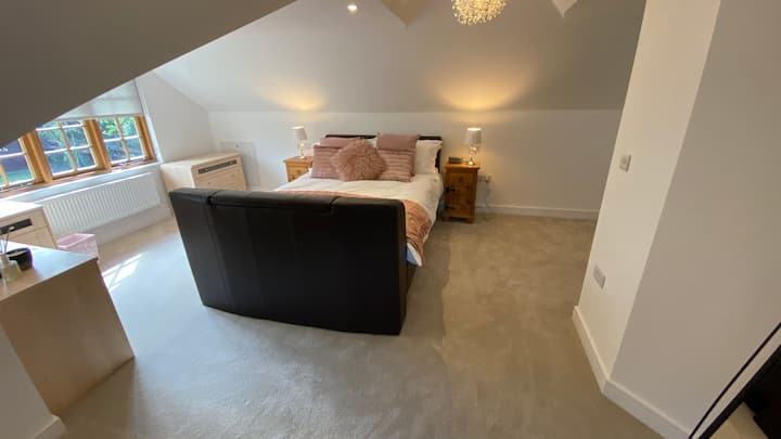 Master Bedroom with Pop Out TV in Bed