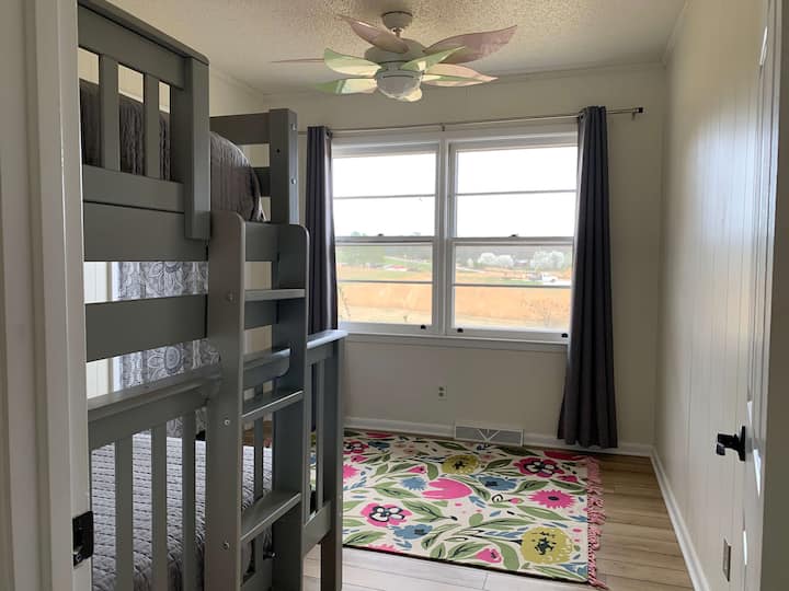 The Flower Room is a sunny space that overlooks the front yard (photo taken in winter).