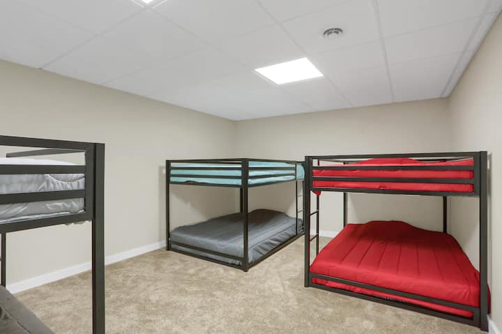 Bunkroom connects to the lounge area. Six full-sized bunks.
