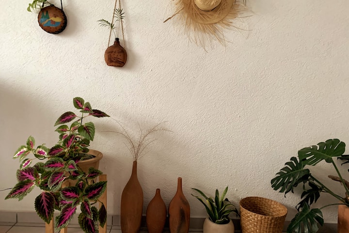 ห้องสีเขียว - รายละเอียดของห้องพักที่สวยงามและมีแสงสว่างเพียงพอพร้อมเตียงคู่โต๊ะทำงานและต้นไม้มากมายเพื่อให้คุณมีสมาธิอย่างแน่นอนในระหว่างการเข้าพักของคุณ