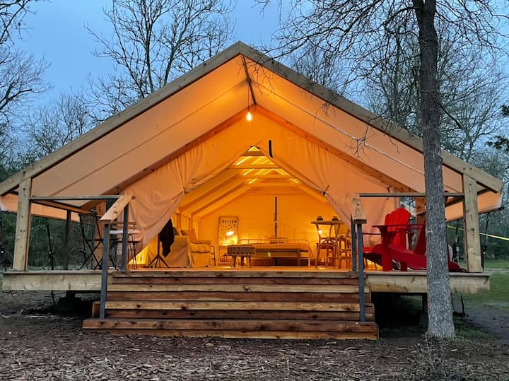 Lakefront Glamping Tent France Tents for Rent in Bastrop, Texas