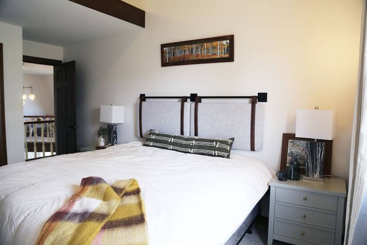 Upper Bedroom #2.  Middle bedroom with king bed and a loft up top.