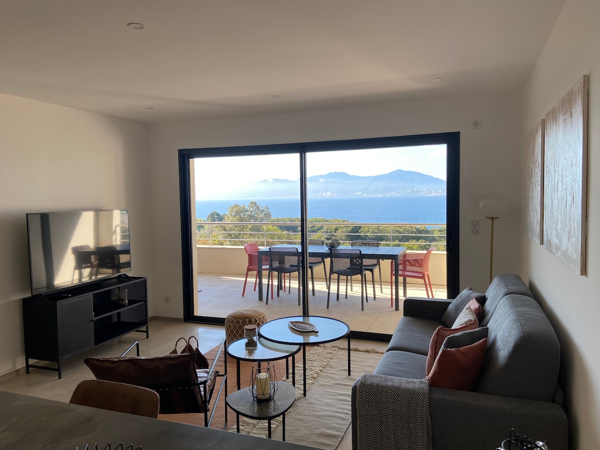 Top performing Airbnb: 45 m² 2-bedroom apartment with large terrace with panoramic sea view in Pietrosella