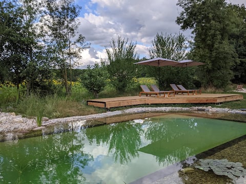 French Countryside Restored Barn with natural pool