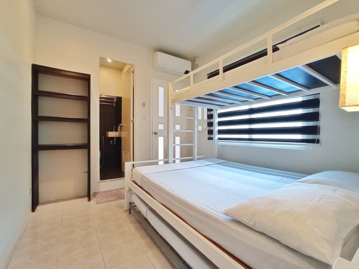 Bedroom 2 
- 1 Bathroom
- 1 Queen Bed
- 2 Single Bed (1 Pullout and 1 bunk)