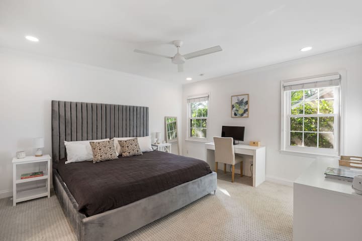 Primary bedroom with king bed