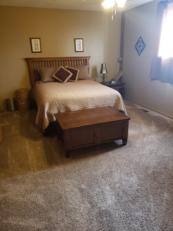 The private bedroom in the suite.