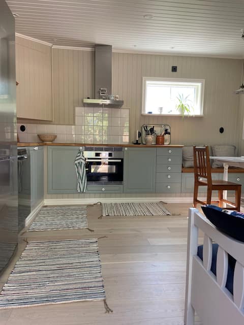 Newly-built cottage near a nice beach.