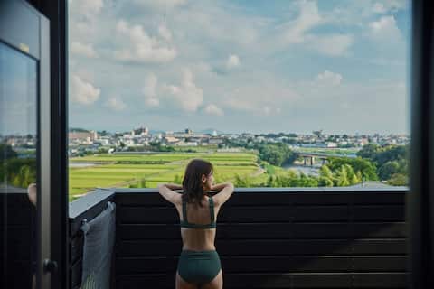 Limited to one group per day | Private villa with sauna and views of Mt. Aso | Family-friendly