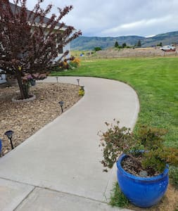 Well-lit path to entrance