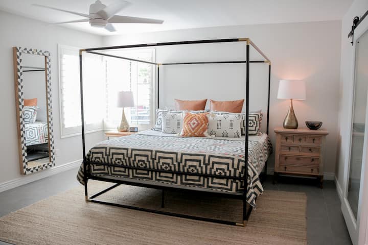 Lastly, the master bedroom! Fit with a beautiful and elegant king sized bed. With touches of charisma and character throughout the room. 